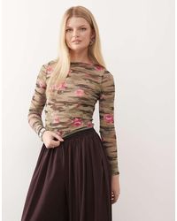 Collusion - Camo Rose Print Long Sleeve Top - Lyst