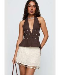 Princess Polly - We Made It Floral Sequin Pearl Tassel Hem Mini Skirt - Lyst