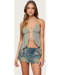 Edikted - Safi Backless Split Front Halter Top - Lyst