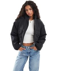 Brave Soul - Funnel Neck Short Padded Jacket With Pockets - Lyst