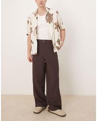ASOS - Oversized baggy Linen Look Trouser - Lyst