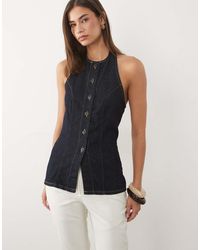 ASOS - Halter Denim Top - Lyst