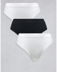 Lindex - Pack De 3 Braguitas Brasileñas De Color Negro Y Blanco De Canalé Sin Costuras De - Lyst