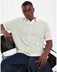 ASOS - Short Sleeve Knitted Texture Stripe Polo - Lyst