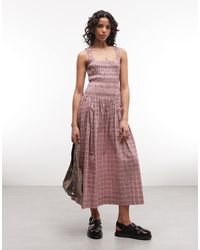 Collusion - Square Neck Shirred Midi Dress - Lyst