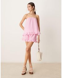 ASOS - Shorts Met Ruches Aan De Zoom En Gingham Ruit - Lyst