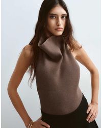 ARRANGE - Cowl Neck Knitted Rib Bodysuit - Lyst