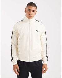 Fred Perry - Giacca Sportiva Écru E Tabacco Bruciato Con Fettuccia A Contrasto - Lyst