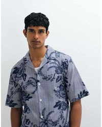 Mango - Graphic Floral Striped Shirt - Lyst