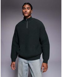 ASOS - Oversized Heavyweight Knitted Half Zip Jumper - Lyst
