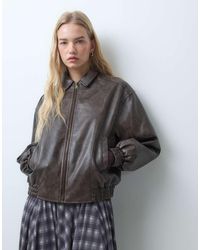 ASOS - Oversized Leather Look Bomber Jacket - Lyst