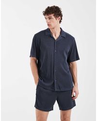 ASOS - Co-ord Regular Fit Revere Plisse Shirt - Lyst