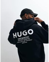 HUGO - Nardimez Loose Fit Back Print Zip Through Hoodie - Lyst
