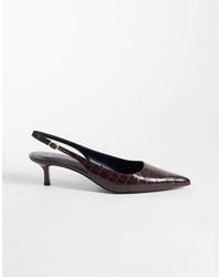 Mango - Faux Croc Leather Heeled Slingback - Lyst