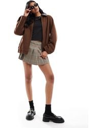 ASOS - Wool Blend Heritage Leather Look Collar Bomber Jacket - Lyst