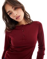 ASOS - – hauchdünnes, langärmliges henley-oberteil aus netzstoff - Lyst