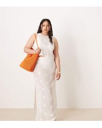 ASOS - Asos Design Curve Co-Ord Floral Embroidery Mesh Tie Side Detail Maxi Skirt - Lyst