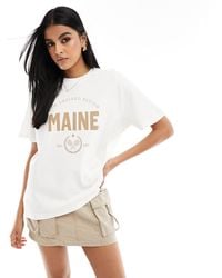 Vero Moda - Super Soft Oversized T-shirt With 'maine' Front Print - Lyst