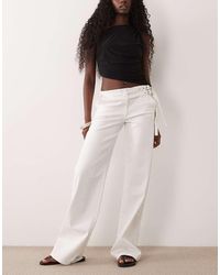 Gina Tricot - Mid Waist Straight Leg Jeans With Double Belt - Lyst