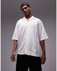 TOPMAN - Short Sleeve Boxy Linen Mix Shirt - Lyst