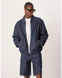 ASOS - Oversized Denim Jack Met Krijtstreep, Deel Van Co-Ord Set - Lyst