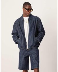 ASOS - Oversized Denim Jack Met Krijtstreep, Deel Van Co-Ord Set - Lyst