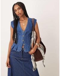 Free People - Dylan Denim V-neck Vest - Lyst