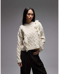 ASOS - Fluffy Tassel Cable Knit Jumper - Lyst