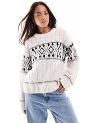 ONLY - Gebreide Trui Met Print En Ronde Hals - Lyst