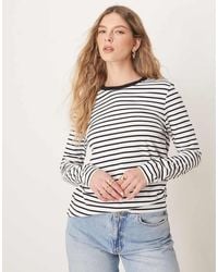 SELECTED - Essential Striped Crew Neck Long Sleeve T-shirt - Lyst