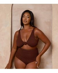 Moda Minx Curve - X Alessa Tyrrell-charles Scrunch Bralet Bikini Top With Knot Detail - Lyst