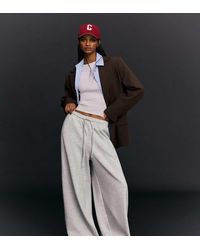 Bershka - Petite Barrel Plush Trousers With Stoppers - Lyst