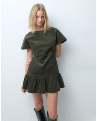 ASOS - Cord T-shirt Mini Dress With Ruched Skirt - Lyst