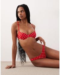 Free Society - Polka Dot High Rise Bikini Bottom - Lyst