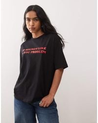 Noisy May - Boxy T-Shirt With You Problem Text - Lyst