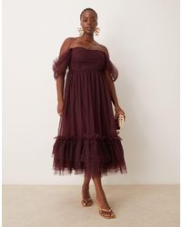 Lace & Beads Plus - Off Shoulder Corset Ruffle Midaxi Dress - Lyst