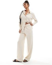 Jdy - Wide Leg Linen Mix Pants - Lyst