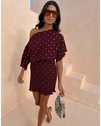 Never Fully Dressed - Tilly Off Shoulder Plisse Mini Dress - Lyst