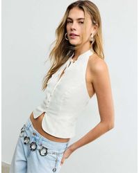 Stradivarius - Qipao Halter Button Top - Lyst