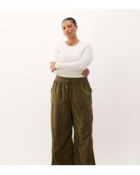 ASOS - Asos Design Curve Pull On Waist Wide Leg Cord Trousers - Lyst