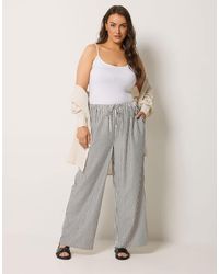 Yours Clothing - Stripe Wide Leg Trousers - Lyst