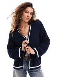 Monki - Cable Knit Boxy Button Front Cardigan - Lyst