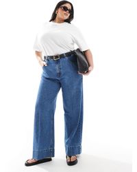 ASOS - Asos Design Curve Wide Leg Jeans With Crease Front - Lyst