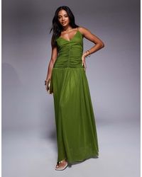 Aria Cove - Chiffon V Neck Dropped Pleated Waist Maxi Dress - Lyst