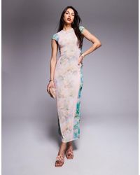 AFRM - – maxikleid mit nebel-print und rundhalsausschnitt - Lyst