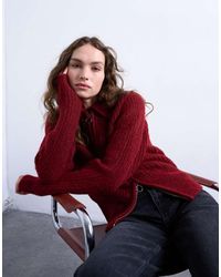 TOPSHOP - Gebreid Vest Met Kraagje En Rits Met Ring - Lyst