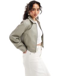 ASOS - Leather Look Top Collar Jacket - Lyst