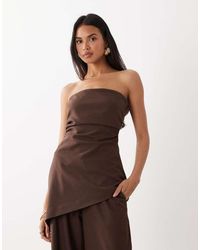 Kaiia - Exclusive Linen Blend Asymmetric Bandeau Top Co-ord - Lyst