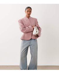 Miss Selfridge - Cropped Collarless Blazer - Lyst