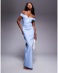 Vesper - – schulterfreies maxikleid aus bengaline - Lyst